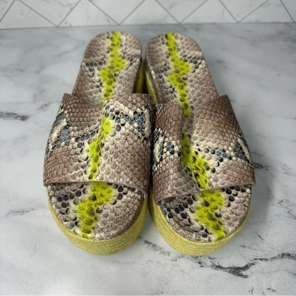 Kate Spade Zia Platform Leather Espadrille Snake Print Size 9 B